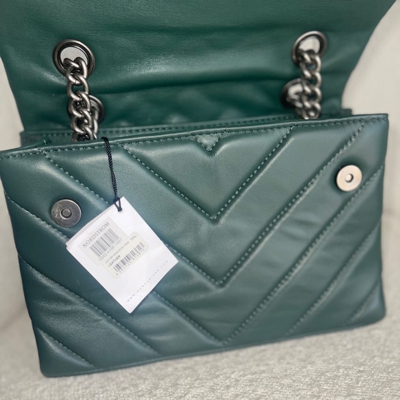 KURT GEIGER KENSINGTON Teal/ Green Quilted Silver Chain Shoulder Bag - Picture 6 of 7